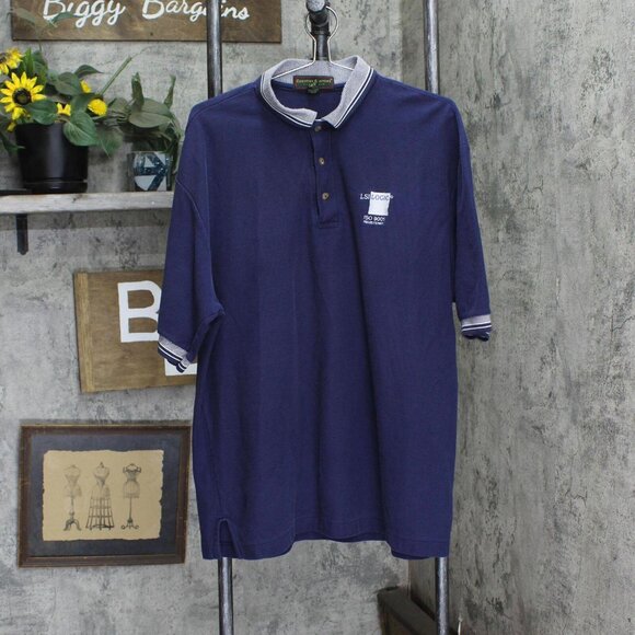 Country Cottons Vintage Pique LSI Logic Short Sleeve Polo Shirt Navy Blue 2XL - Picture 1 of 6